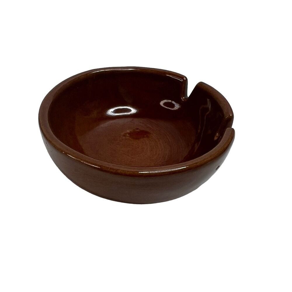 Frankoma‎ Pottery Ashtray #474 Round Brown Glazed Red Clay Oklahoma Art MCM